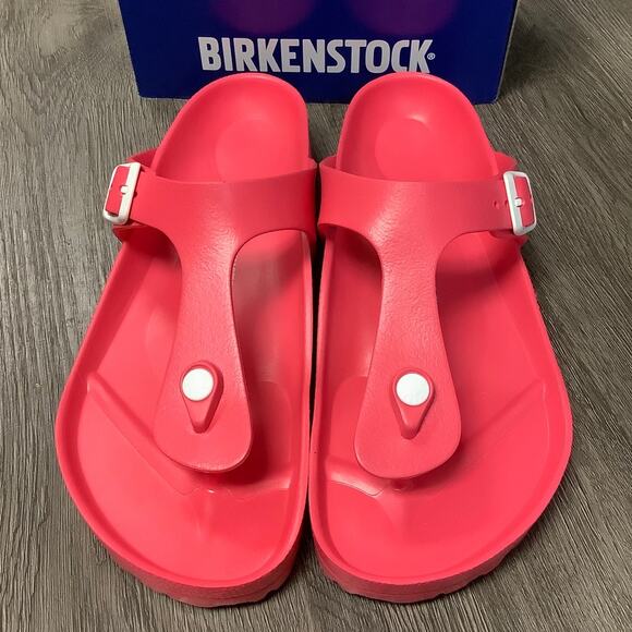 Birkenstock Mens 43/M10 Coral Pink Gizeh Eva Thong Sandals Slip On P3-6 - Picture 2 of 7